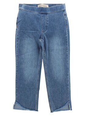 NEW SOFT SURROUNDINGS Ultimate Denim Pull On Frayed Jeans Crop Light Rain XS